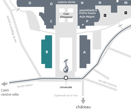 Plan du campus 1 de l'université de Caen Normandie